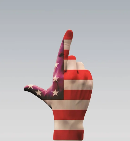 Hand Point Usa Hand Sign Rendering — Fotografia de Stock