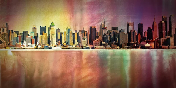 New York Panorama Modern Art Rendering — Stock Photo, Image