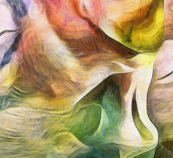 Pintura Abstracta Colores Apagados Líneas Fluidas — Foto de Stock