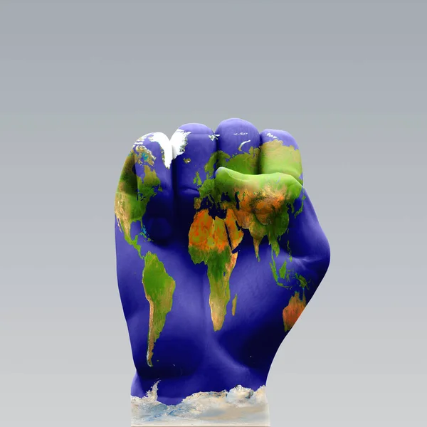 Earth Fist Hand Sign Rendering — Stock Photo, Image
