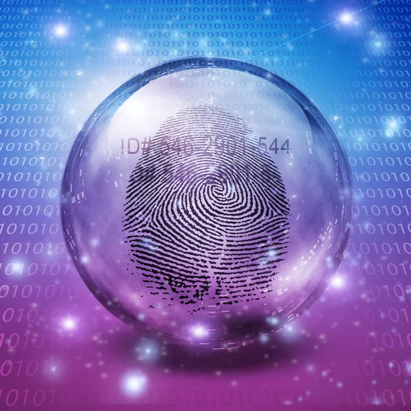 Fingerprint Contained Glass Sphere Number — Stock Photo, Image