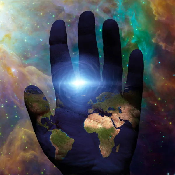 Earth Hand Galactic Rendering — Stock Photo, Image