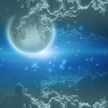 Derin uzay sahnesi. Gizemli Gezegen