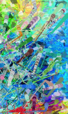 Soyut boyama. Canlı noktalar ve çizgiler