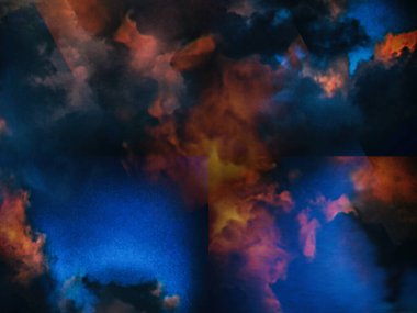 Üstüste binen dikdörtgen katmanlı renkli bulutlar