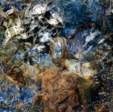 Gerçeküstü resim. Başka bir dünyaya açılan kapı. Salvador Dali tarzı.