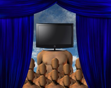 Modern Art Abstract. 3D rendering, human and tv