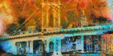 Manhattan Köprüsü boyası. 3B görüntüleme