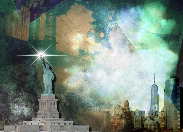 Nyc Landscape Statue Liberty Rendering — Stockfoto