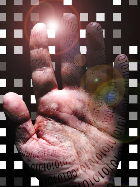 Human Binary Hand Rendering — Fotografia de Stock