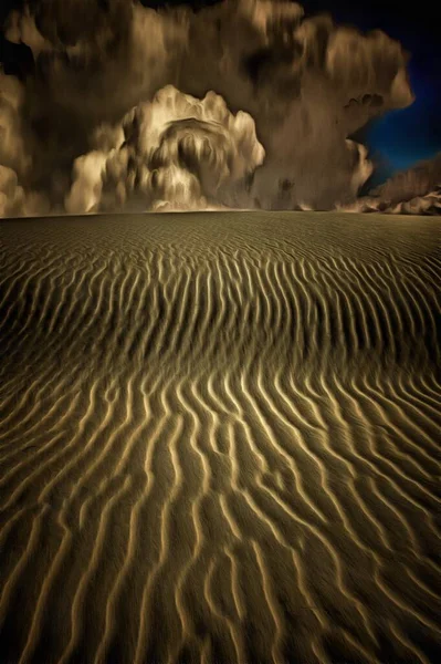 Sand Dune Cloudy Sky Rendering — Stock Photo, Image