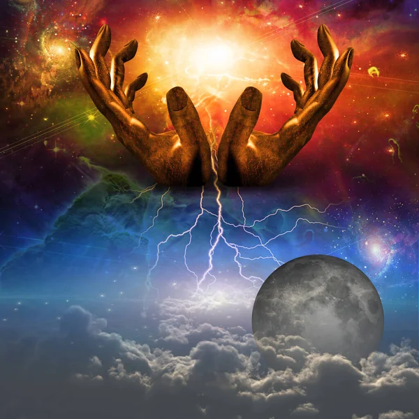 シュル レアリスム 空の神の手 — ストック写真