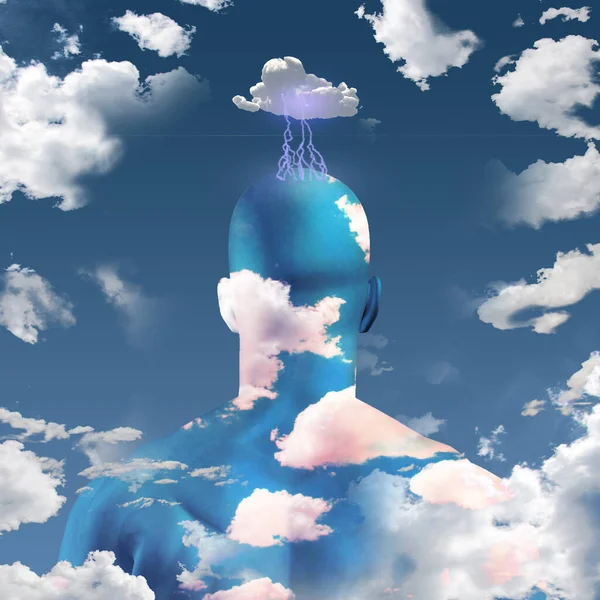 Mans Head Clouds Rendering — Stock Photo, Image