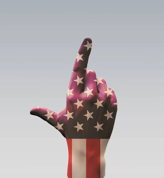 Hand Point Usa Sign Rendering — Foto Stock