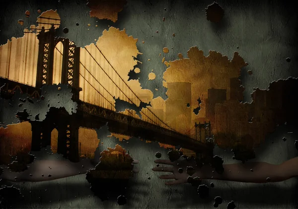 Brooklyn Bridge Nyc Målning — Stockfoto