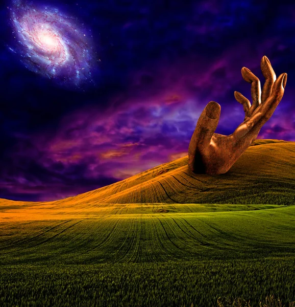 Пейзаж Гігантською Рукою Візуалізація — стокове фото