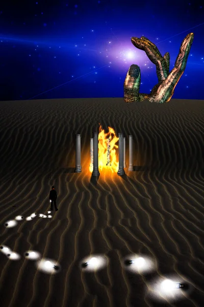 Trail Idea Bulbs Desert Fire Temple — Stock Photo, Image