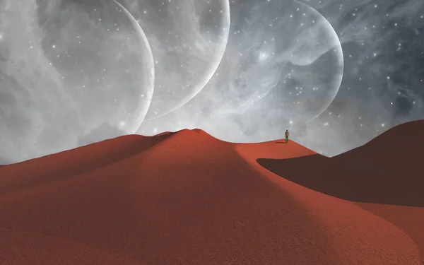 Einsamer Mann Der Wüste — Stockfoto