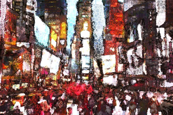 Times Square Surrealistiskt Måleri Rendering — Stockfoto