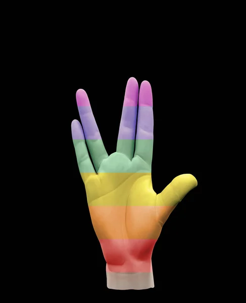 Vulcan Greeting Rainbow Hand Sign Rendering — Stock Photo, Image