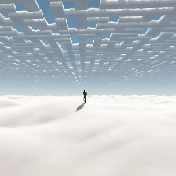 Homem Nas Nuvens Arte Surreal — Fotografia de Stock