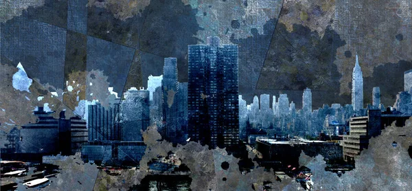 New York Abstrait Dans Des Couleurs Grunge Rendu — Photo