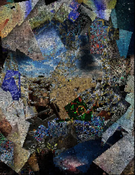 复杂的超现实绘画 方块碎片 — 图库照片
