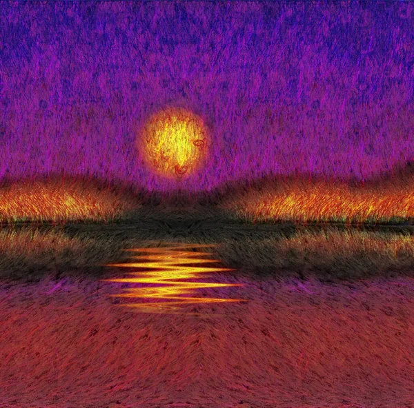 日没の印象 秋の風景 — ストック写真
