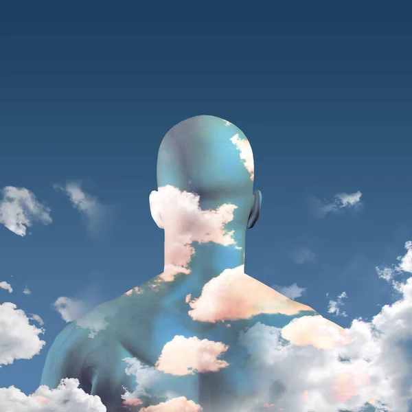 Mans Head Clouds Rendering — Foto Stock