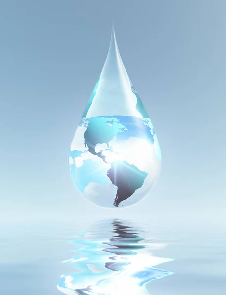 Planet Earth Water Drop Rendering — Foto Stock