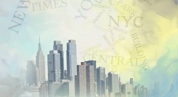 Манхэттенские Небоскребы Рендеринг — стоковое фото