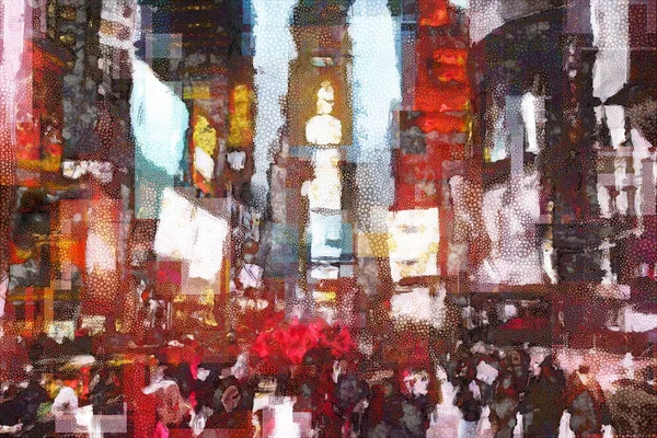 Times Square Surreal Painting Rendering — Stock Photo, Image