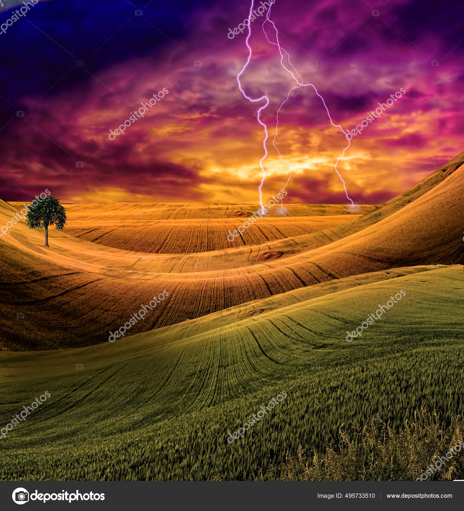 Serene Landscape Dramatic Sky — Stock Photo © rolffimages #495733510, image size:1543x1700