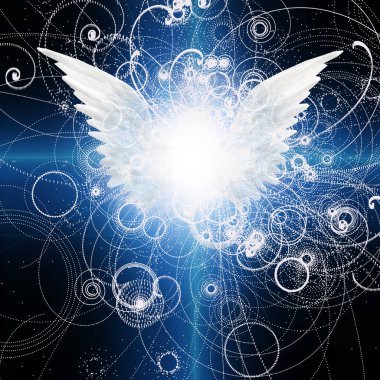 Melek gökyüzünde kanat çırptı. 3B görüntüleme