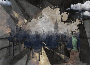 New York Panoraması. Modern sanat. 3B görüntüleme