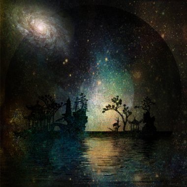 Asya Bahçe Manzarası. 3B görüntüleme