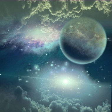 soyut evren uzay gökyüzü, kopyalama alanı için 3d galaksi sanat arkaplanı 