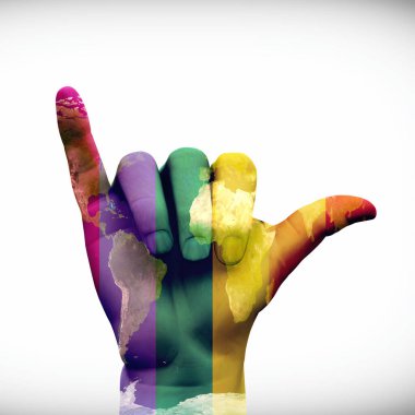 Americas Point Hand Sign. 3D renderin