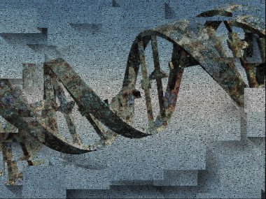 Sürrealizm. DNA zinciri. Sözcüklerden oluşan resim