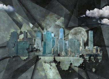 New York Panoraması. Modern sanat. 3B görüntüleme