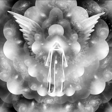 Kanatları ve çok katmanlı uzay sonsuz boyutlarını temsil eden gizlenmiş şekilde. NASA sayesinde sağlanan bazı öğeleri 3d render