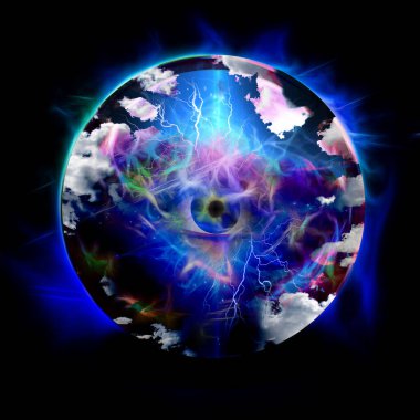 Kristal küre ve gören gözler. 3B görüntüleme