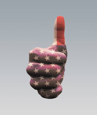 Americas Point Hand Sign. 3D renderin