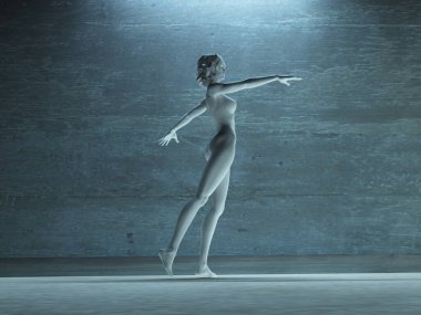 Dans eden kadın heykel beyazı