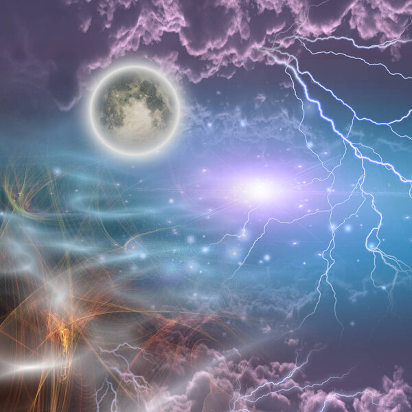 Abstract universe space sky, 3d galaxy art background for copy space
