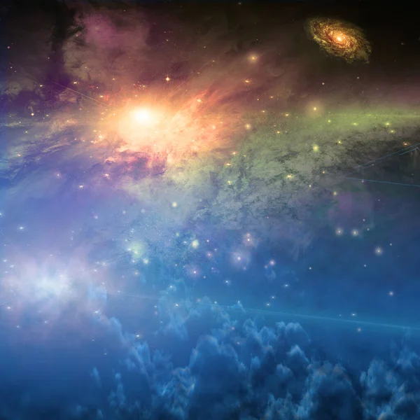 抽象的な宇宙の空コピースペースのための3D銀河芸術の背景 — ストック写真