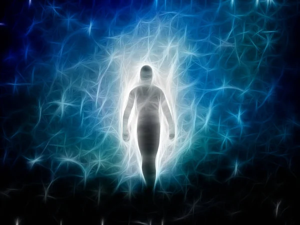 Figure Emerges Light Rendering — Stock Photo, Image