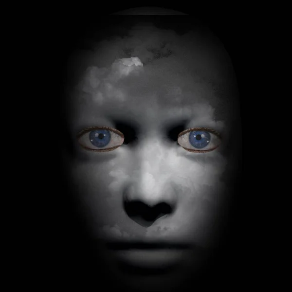 Skrämmande Mänskligt Ansikte Återgivning — Stockfoto