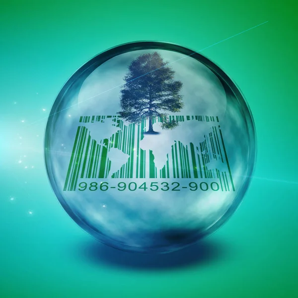 Green Tree Barcode Bubble — Stock Photo, Image