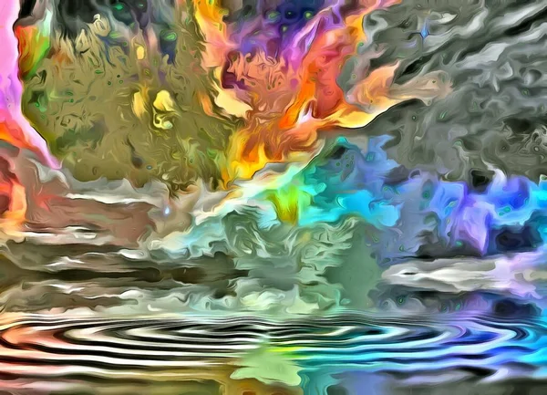 Mystic Colourfull Ripples Oil Pain — Stock Photo, Image